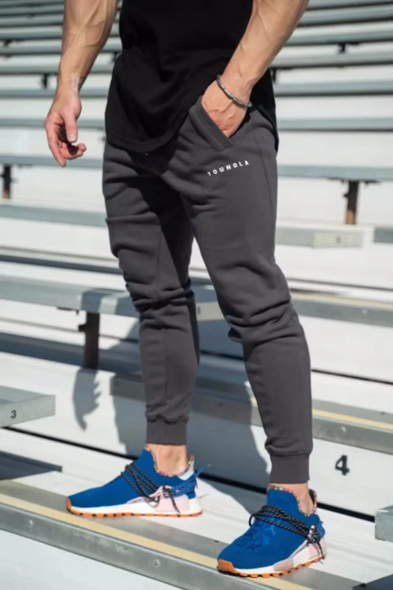 

American Sle Fitn Small Footed Sweatpants Men's Cotton Fce Tight Fit Long Pants Running Sport Youth ular Pure Color