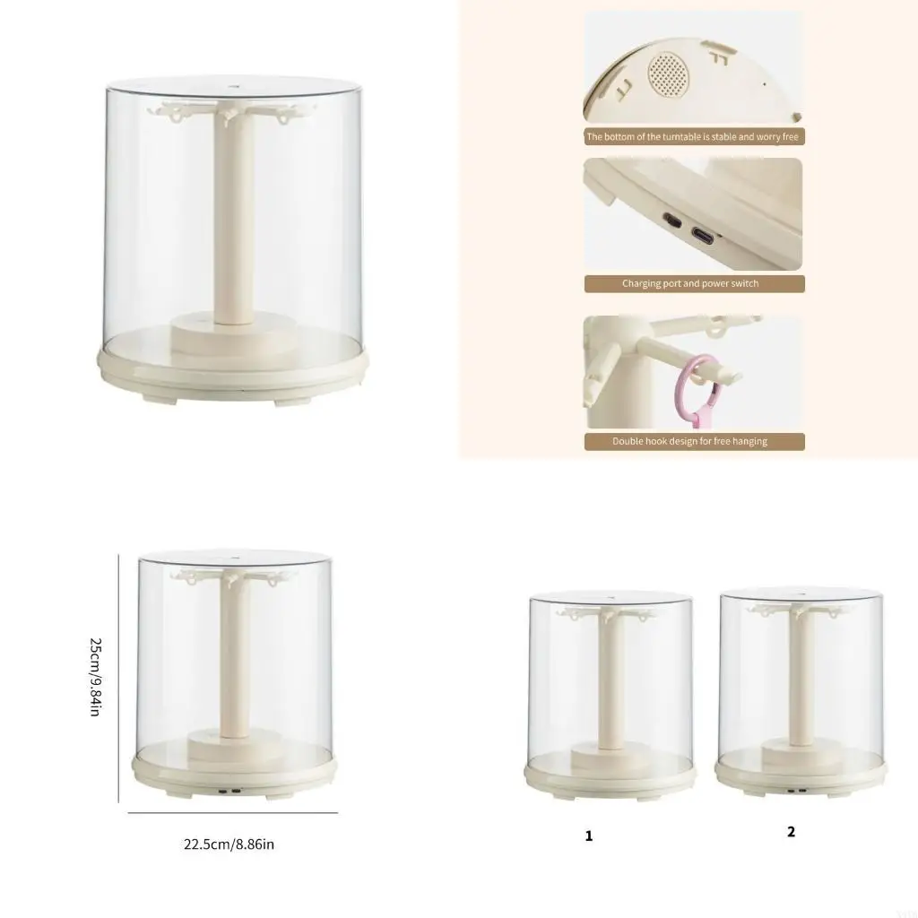 X4YA Dustproof Clear Spinning Display Case Rotating Display Case For Doll Collection Home Decoration Plastic Storage Solution