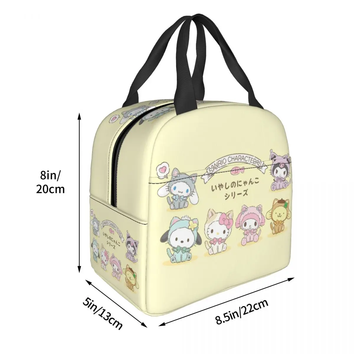 Hello Kitty Kuromi Kawaii Sanrio Anime Insulated Lunch Bag Portable Reusable Thermal Bag Tote Lunch Box School Travel Food Bag