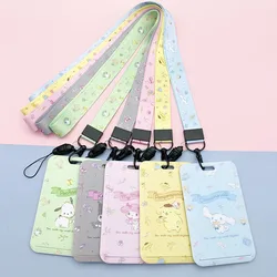 Hello Kitty ID Badge Holder Reel Lanyards My Melody Cartoon Door Card Holders Neck Strap Girls Boys Sanrio Keychain Credential