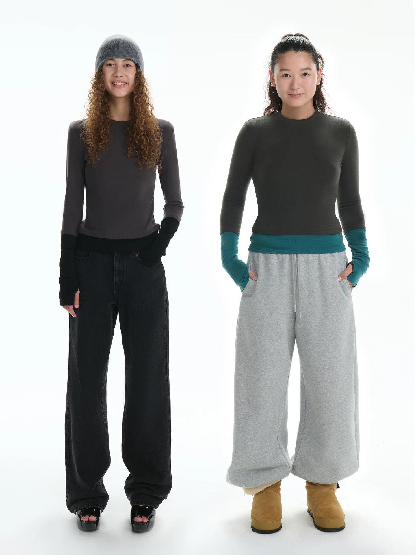 

RA Everyday Long Sve T-irt Color Blo Lake Blue Deep ey Bla ey Women's Slim Fit Casual Sle Rarely Alike Top