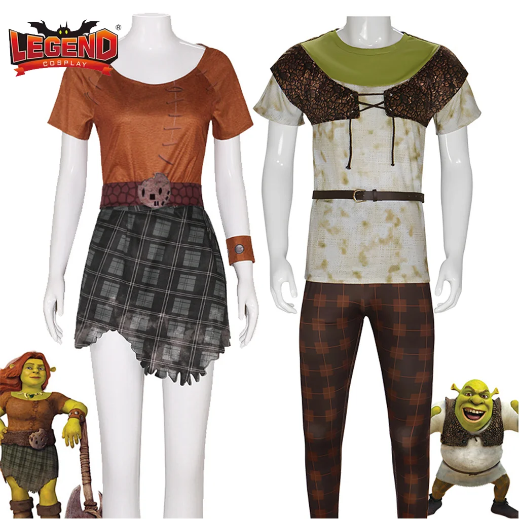 Movie Shrek Princess Fiona Cosplay Adult Men Women Ogre Princess Costume Cosplay Animated Halloween Masquerade Party Suit