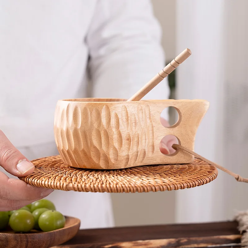 New200ml كوب خشبي خارجي للتخييم القدح أكواب حليب القهوة أكواب أكاسيا-خشب درينكوير Bushcraft قطعة أثرية للمطبخ والحرف الخشبية المنزلية
