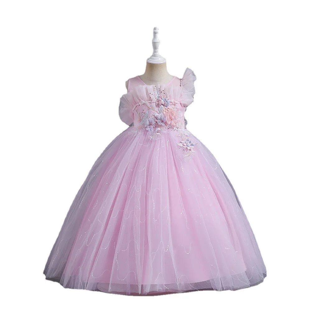 Children\'s Dress Ppiano Performance Dress Flower Child Wedding Dress White Girls Princess Dress High-End Runway Evening Dress