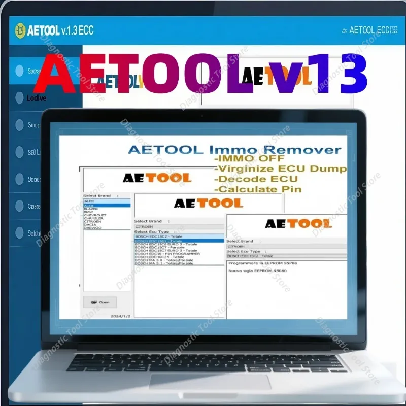 2026 FOR  ECU Dump Decode ECU Calculate PIN Virgin/IMMO Remover ECU decoding Immo Eeprom Off AETOOL IMMO REMOVER V1.3