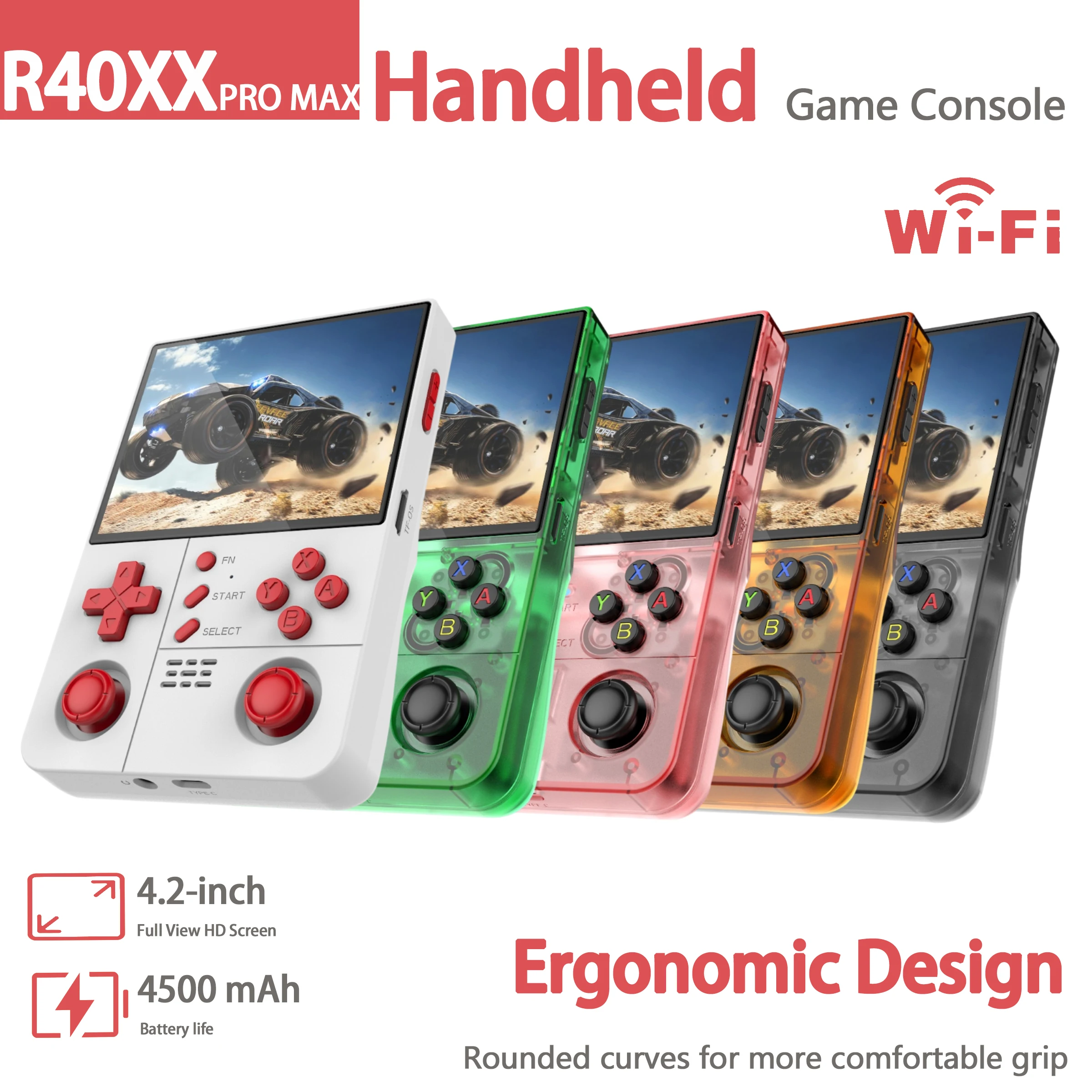 

BOYHOM R40XX ProMAX Ретро портативная консоль Классическая игра 4,2-дюймовый HD IPS экран bult-in Wi-Fi Портативный видеоплеер 4500 мАч