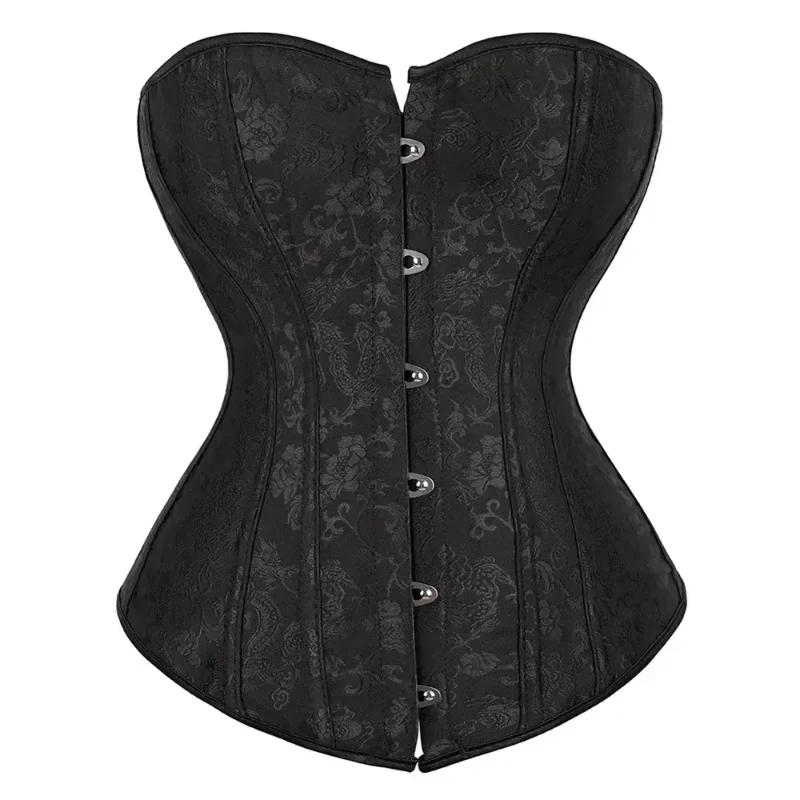

Black Women Corsets Lace-Up Overbust Bustiers Top Corselet Sexy Floral Lingerie Vintage Gothic Fashion