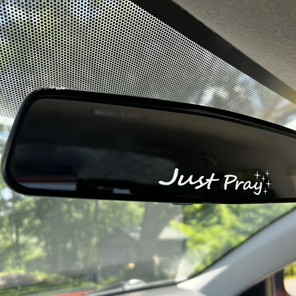 1PC Stylish Just Pray Car Sticker, Faith-Themed Decoration for Car Interior, Perfect for Religious Enthusiasts to Personalize