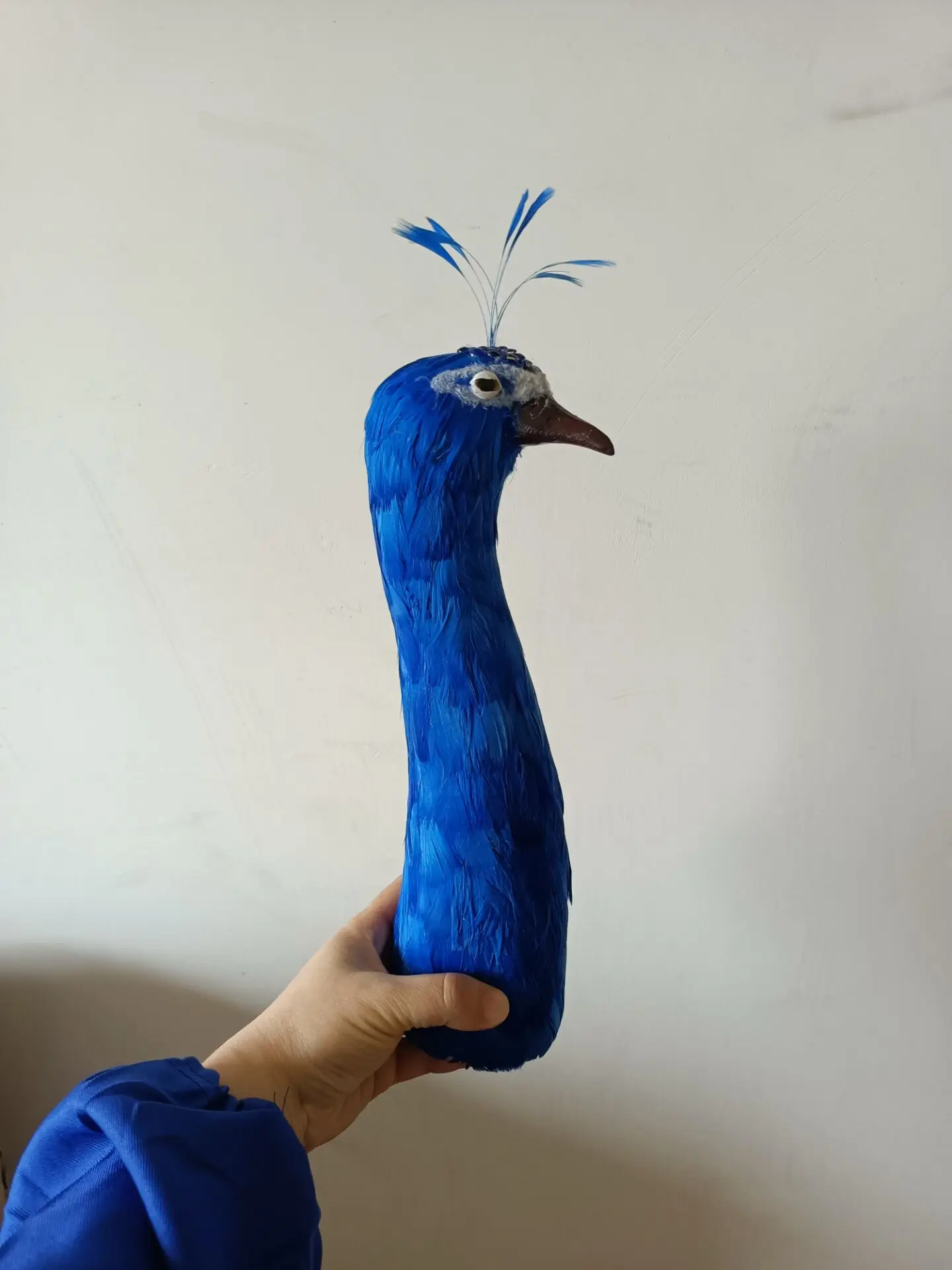 beautiful simulation foam and feather blue peacock head model gift about 35cm a0010