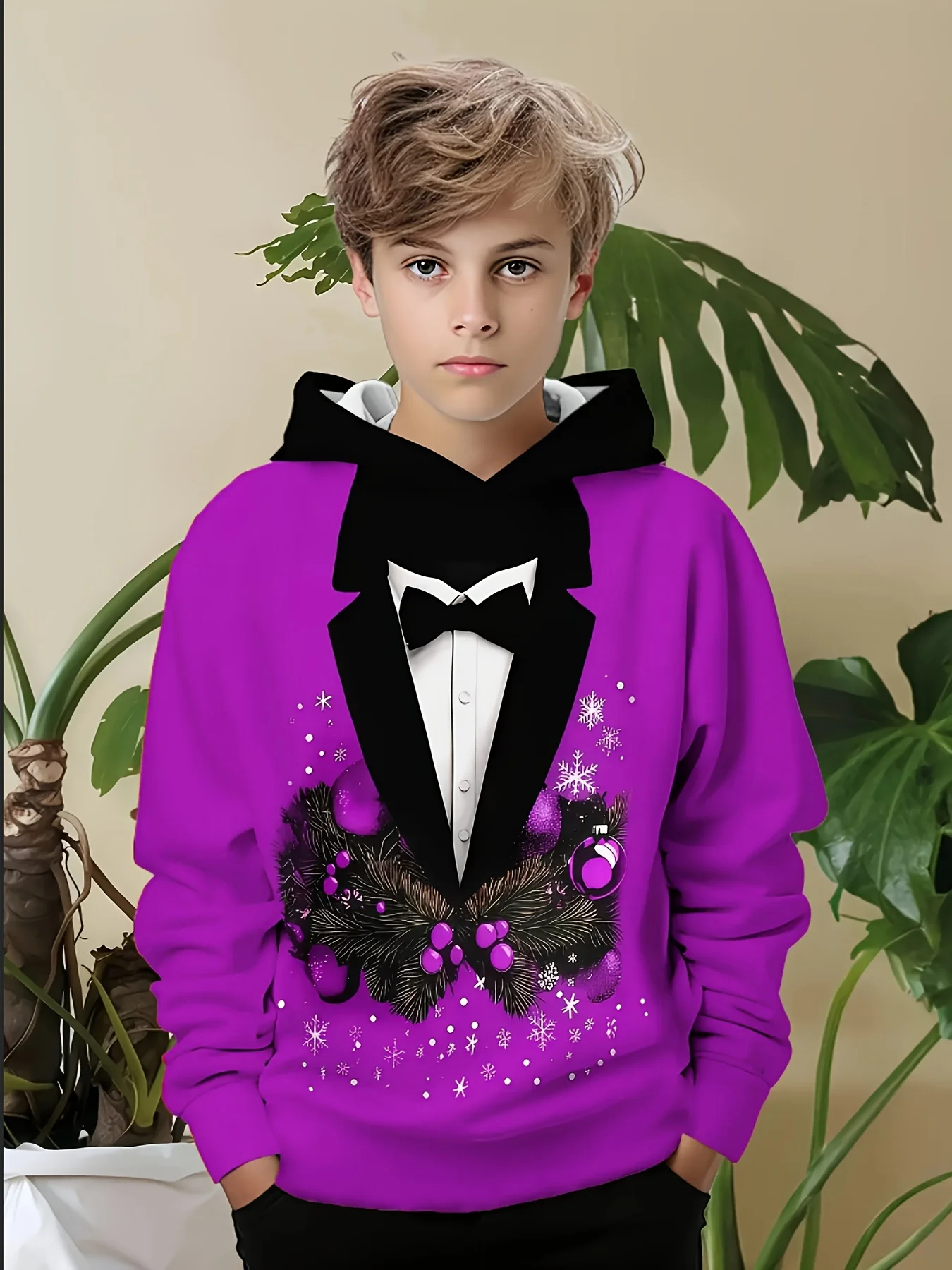 هوديي للأطفال على طراز الرجل المحترم |   بدلة عيد الميلاد طباعة السترة |   ملابس المهرجانات الجديدة للخريف والشتاء للأولاد ملابس يومية داخلية وخارجية #3