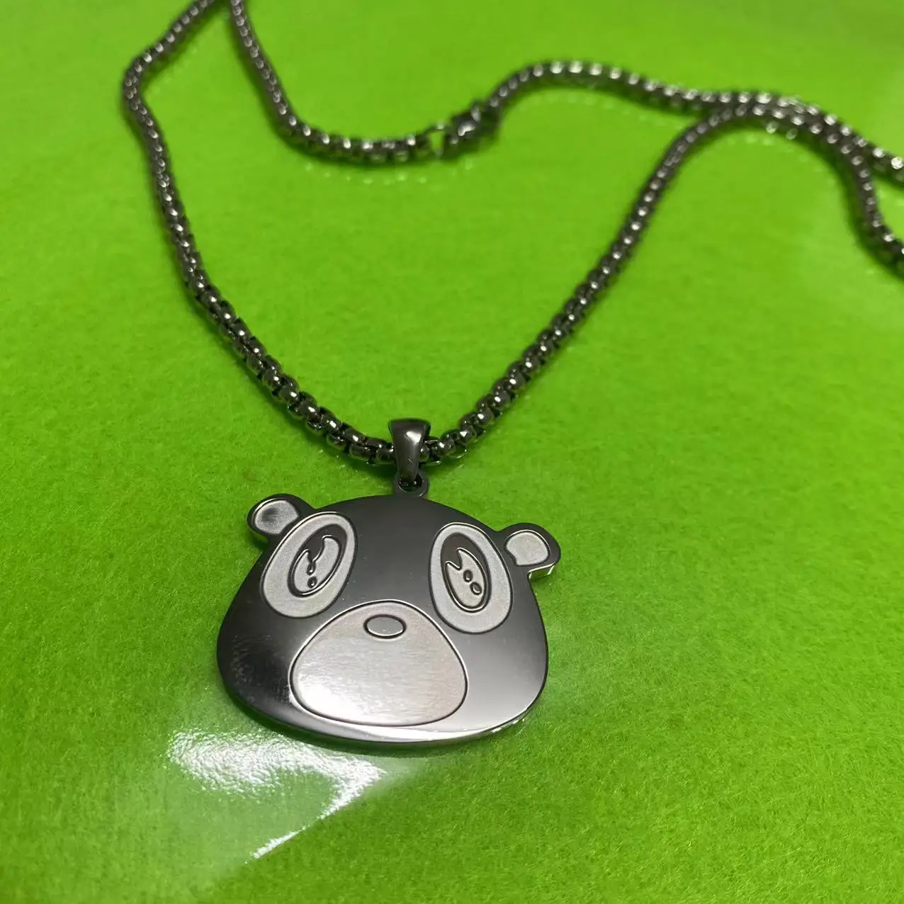 Cute Bear Head Stainless Steel Pendant Necklace Fashion Charm Couple Necklace Fashion Jewelry Accessories for Men and Women