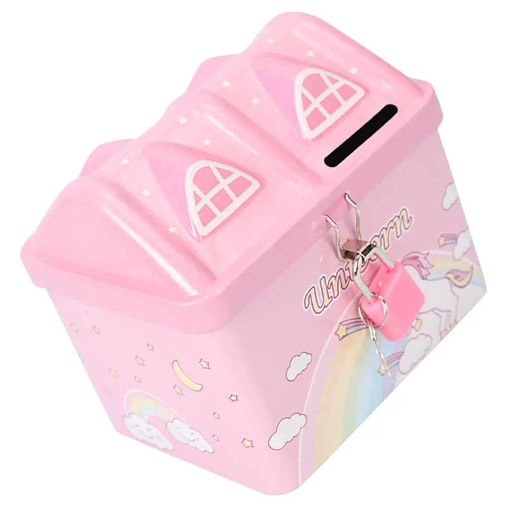 حصالة على شكل خنزير للأطفال مع قفل بنك معدني على شكل منزل إبداعي للأطفال هدية عيد ميلاد ديكور غرفة بنوك أصبع للفتيات للأطفال #6