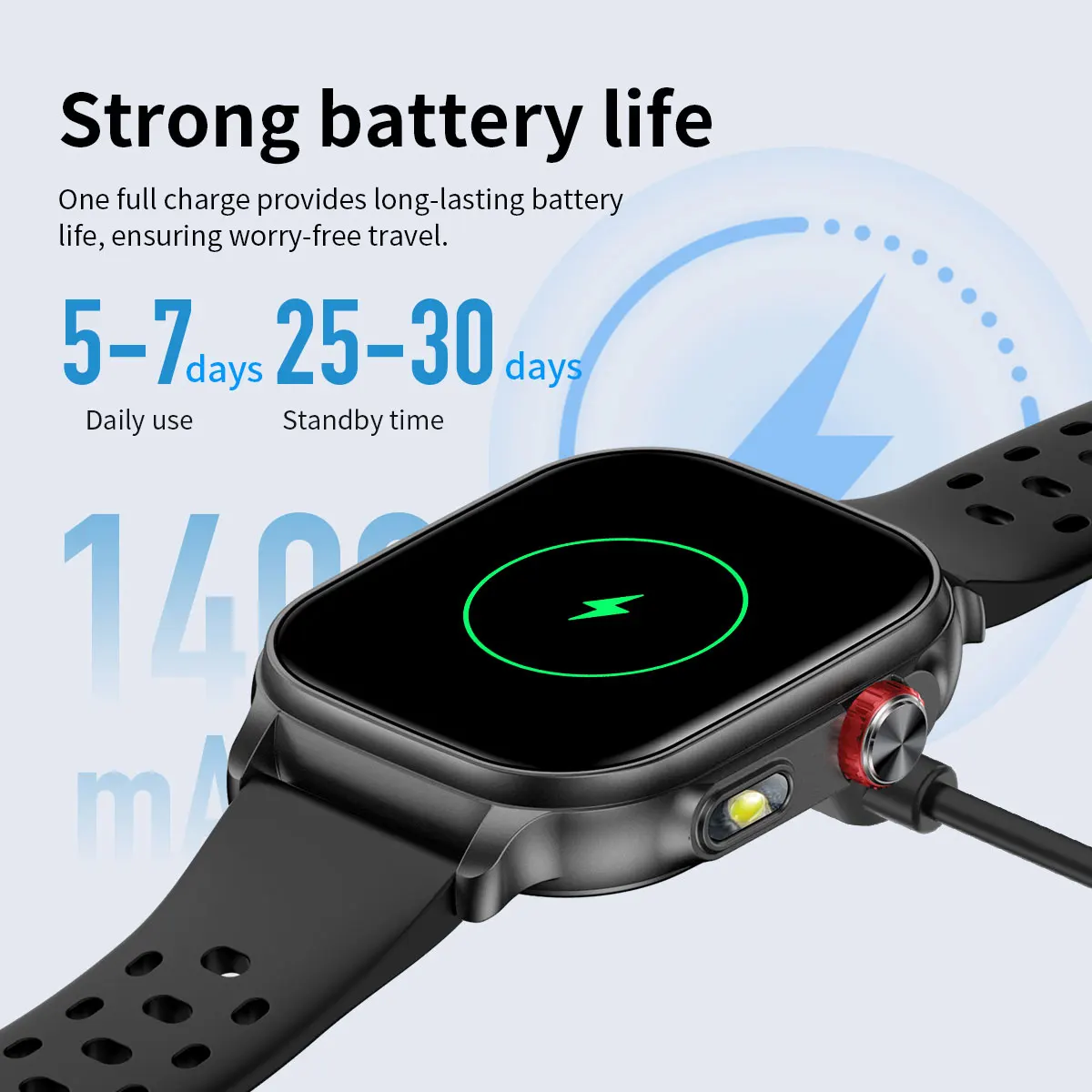 2026 Neue Smartwatch mit 1400mAh Akku, LED-Taschenlampe, 5ATM Wasserdicht, Herzfrequenzmessung, Sprachanruf, 100+ Sportmodi, für Männer und Frauen – Detail 15