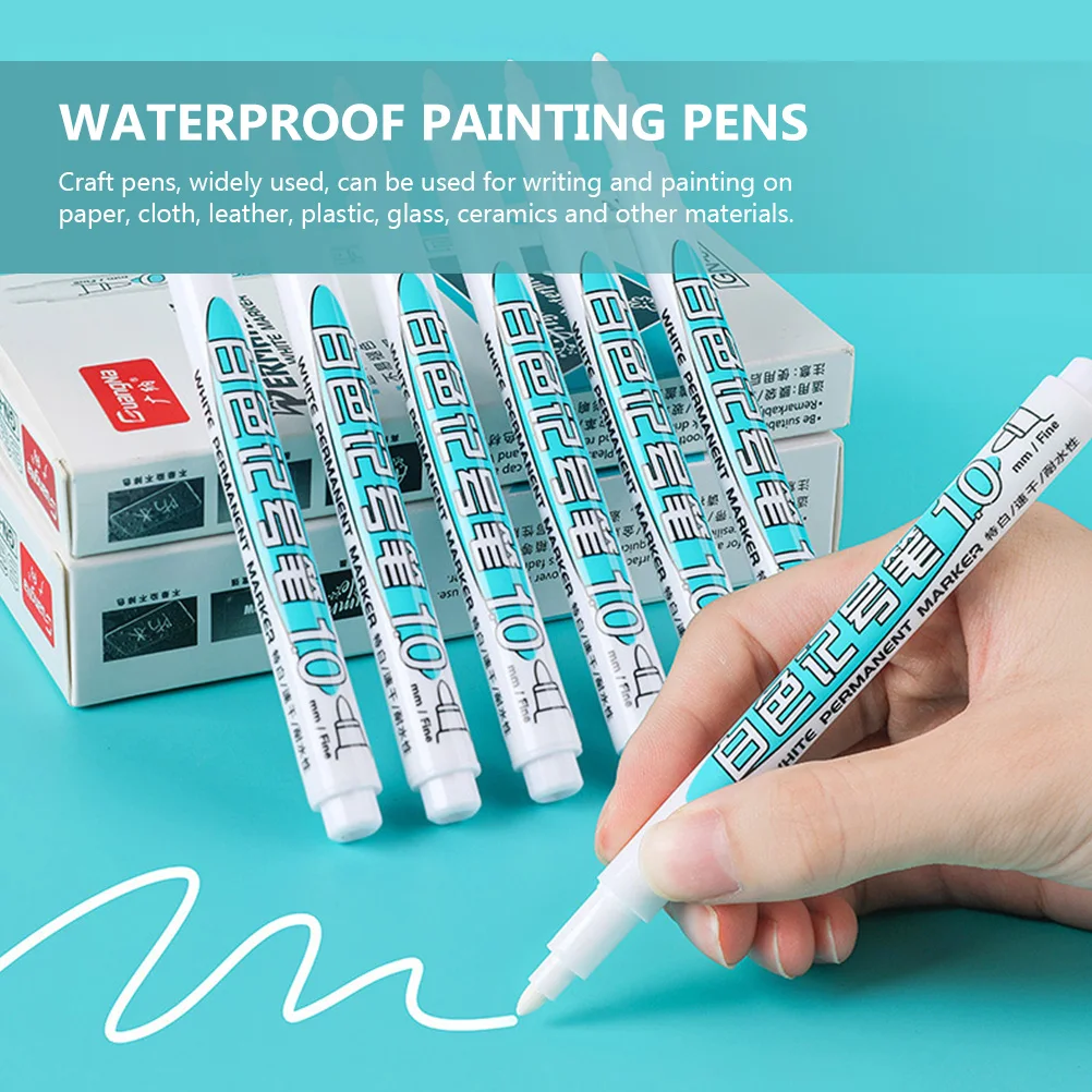 

12pcs Industrial Paint Pens Professional Paint Mending Markers Quick Drying Waterproof Multi Surface White Marker Pens For Glass