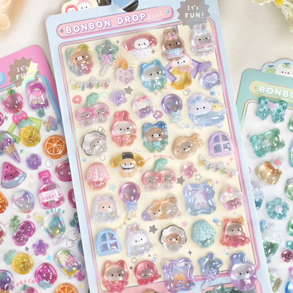 Funny Sweet Furit Ice Cream Pets Drop 3D Relief Sticker Scrapbooking Diy Diary Decor Journaling Stationery Kawaii Stickers image 4