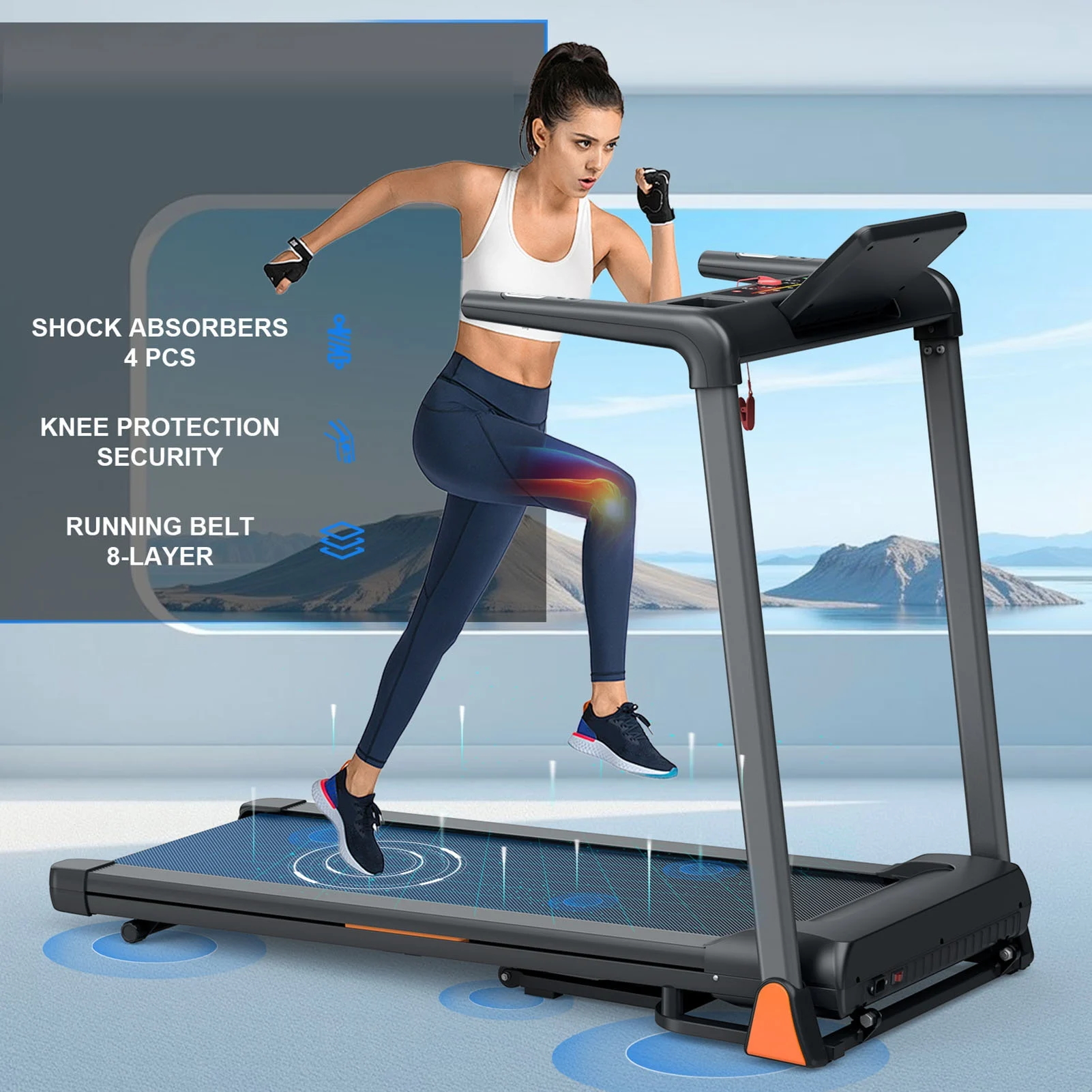 

Folding Treadmill 3.5 Horsepower 0.5-8.5MPH 330LBS Capacity LED Display Foldable Walking Pad Treadmill for Home Running Machine