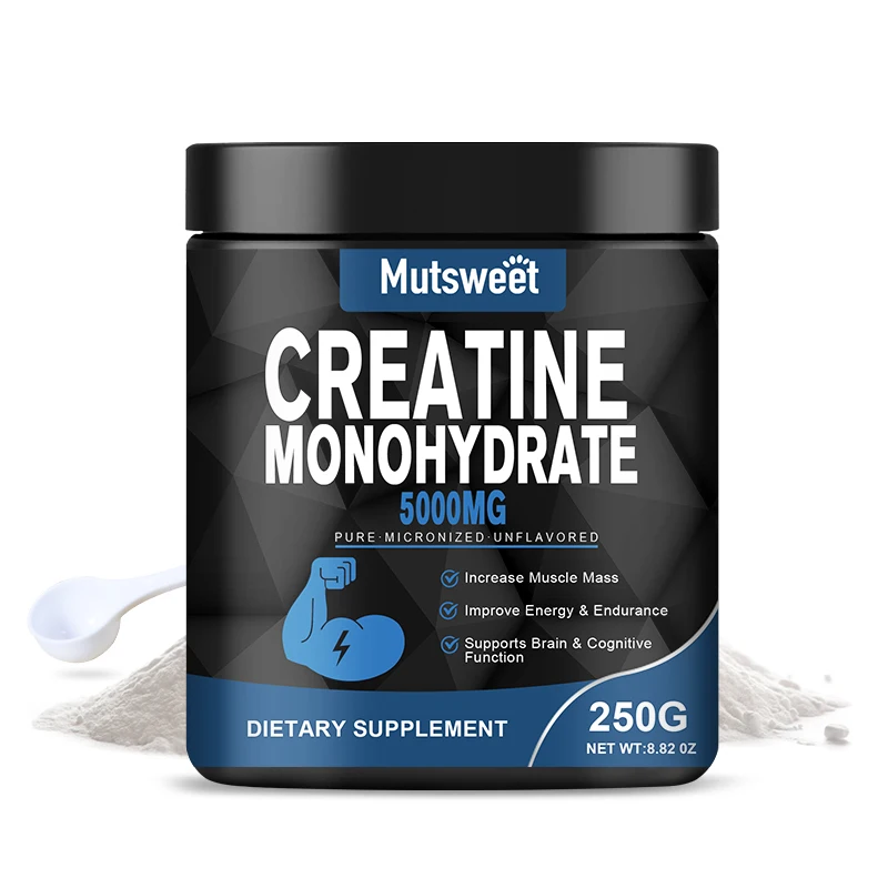 

MUTSWEET Creatine Monohydrate Item 5000mg Pure Unflavored Micronized Pre Workout Keto Vegan Dissolves Easy Muscle Recovery