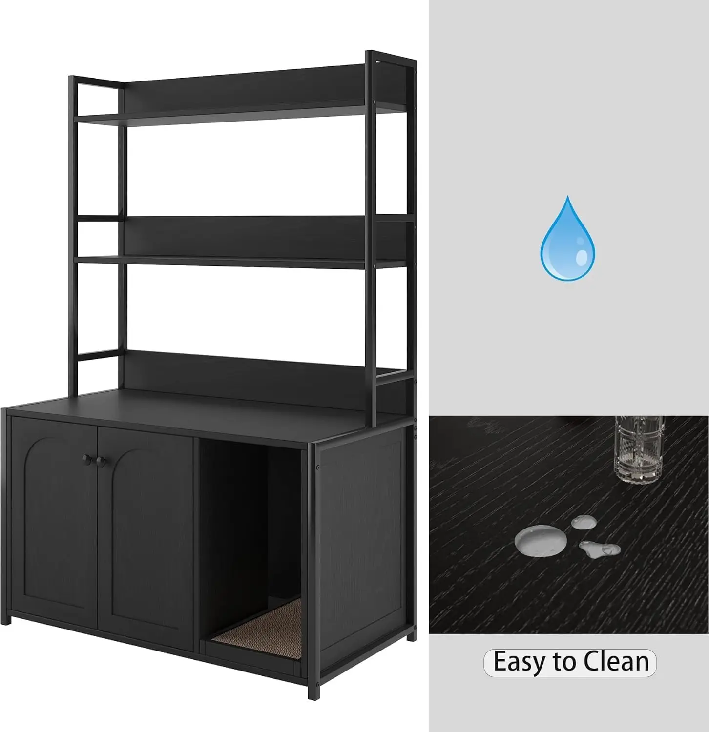 Garvee 3-in-1 Katzenklo-Möbel mit 3 Regalen, versteckter Katzenkloschrank aus Holz, 35 x 18 x 52 Zoll
