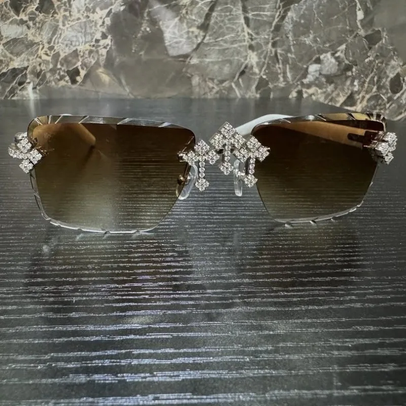 Large frame fashion niche sunglasses rimless sunglasses men and women high sense