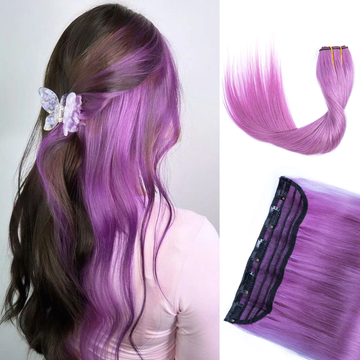 

Цвет волос Peek a boo, заколка для человеческих волос, цельная натуральная заколка для наращивания волос, прямая заколка для волос с добавлением объема, прически 16 дюймов