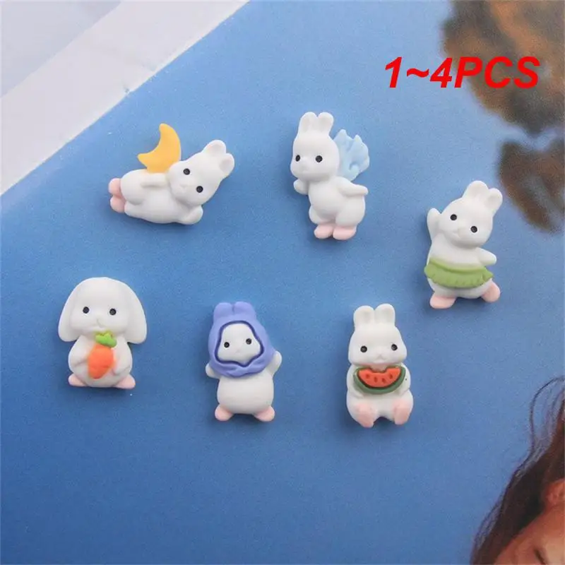 1~4PCS Decor Angel Bunny Jewelry Decoration Resin Cream Ornaments Resin Cream Glue Cartoon