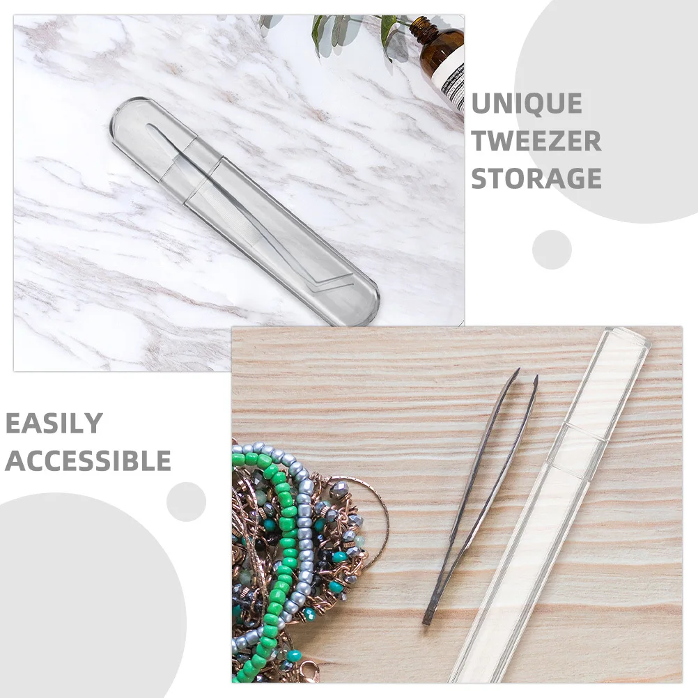 2 個の透明なプラスチックチューブ容器メイクアップツール収納用透明オーガナイザーまつげエクステンションピンセットブラシホーム