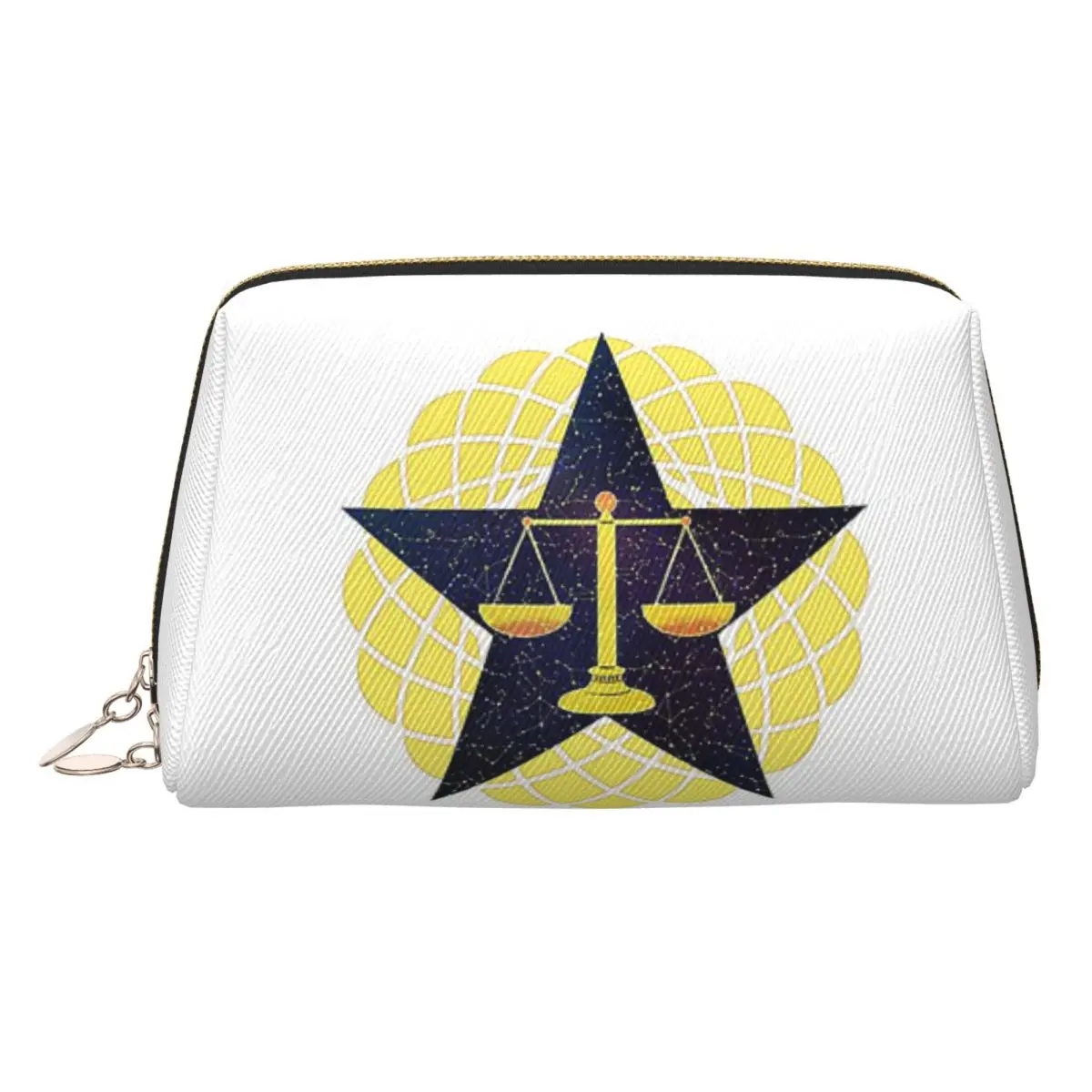 Gold Scales Of Justice Law Logo Lawyer Legal Party Women Cosmetic Bags Travel Makeup Organizer Pouch Toiletry Storage Dopp Kit