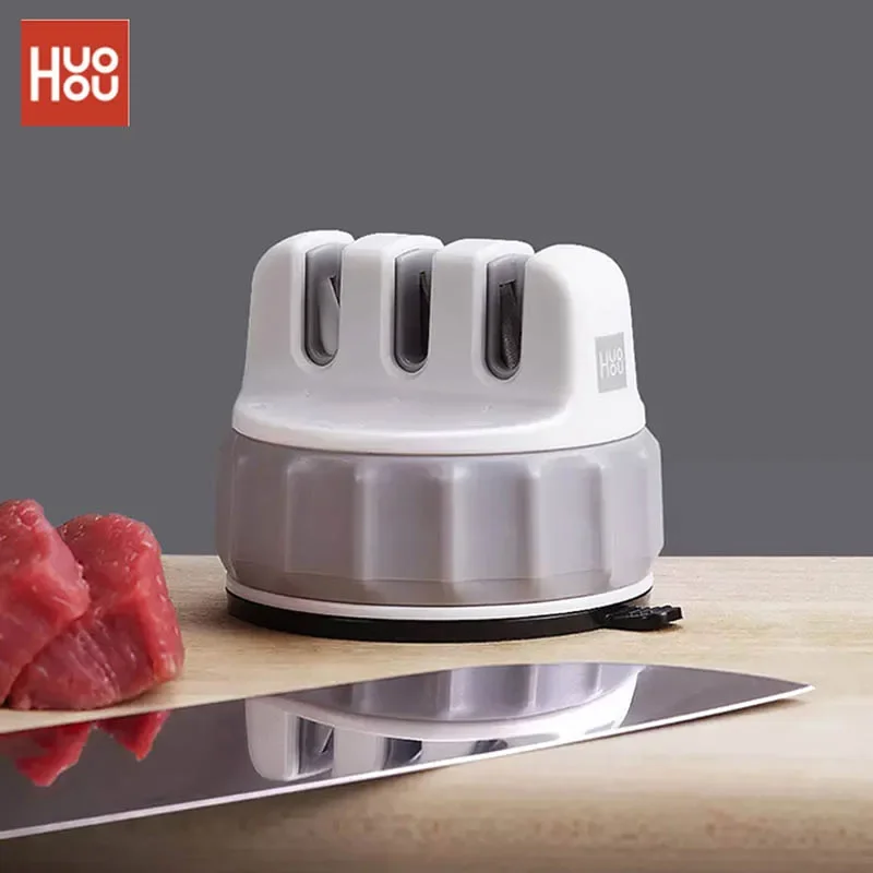 Huohou Mini Knife Sharpener Fixable Sharpen Stone One-handed Sharpening Tool Super Suction Kitchen Kitchen Knives Accessories