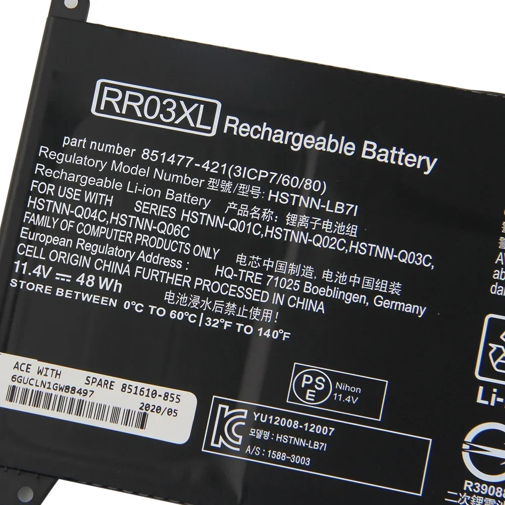Replacement Battery RR03XL HSTNN-LB7I For HP ProBook 430 440 450 455 470 G4 Quality Spare Batteries With Tools 4210mAh