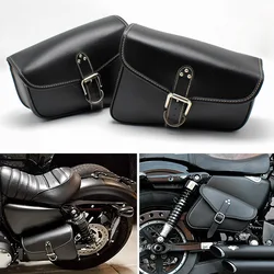 PU Leather Motorcycle Saddlebags Left Right Side Tool Bag Luggage Saddle Bag For Harley Sportster XL883 XL1200 Suzuki