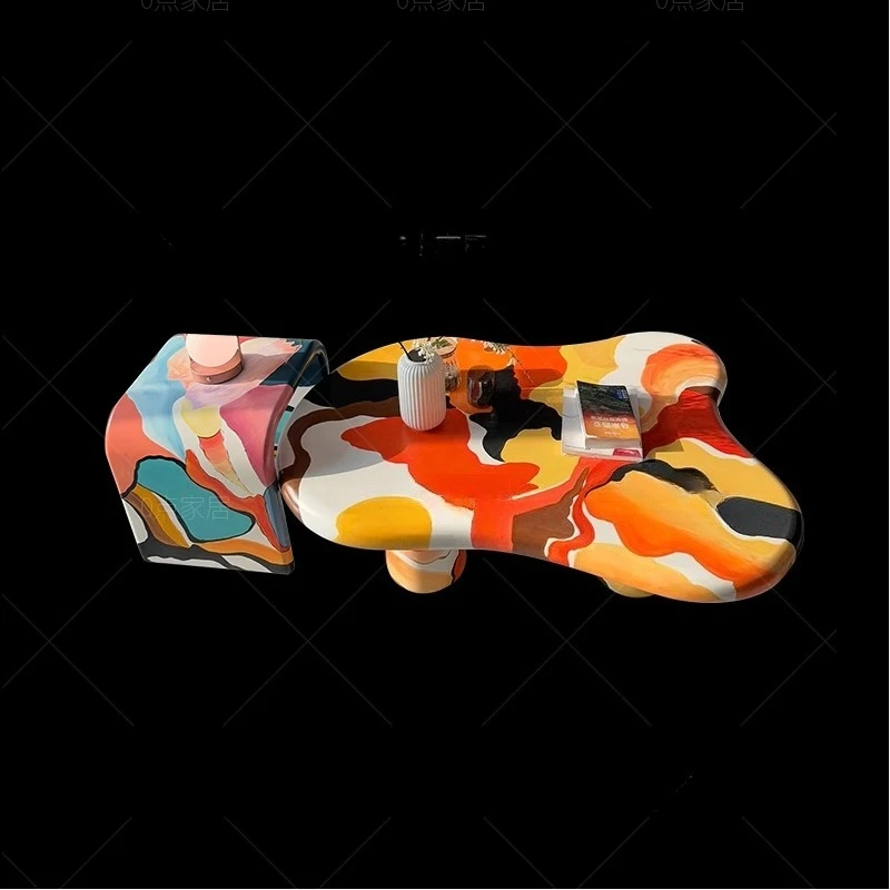 

Painted special-shaped cloud coffee table small apartment living room creative Internet celebrity modern simple tea table