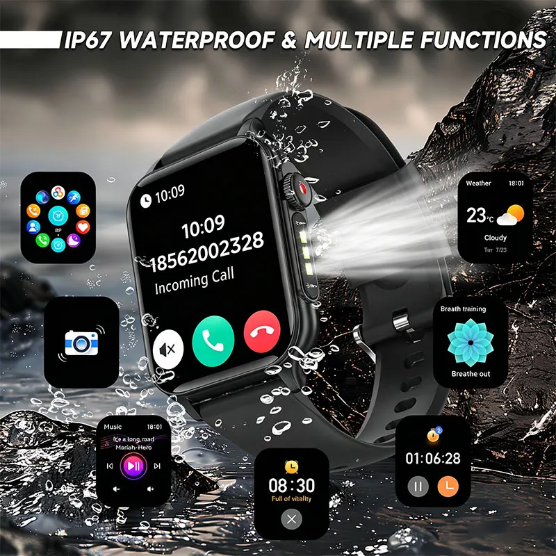 

2026 New Outdoor Sports Smart Watch 1.96 inch 240 * 286 Bluetooth Call Heart Rate Monitoring IP68 GPS Trajectory Smartwatches