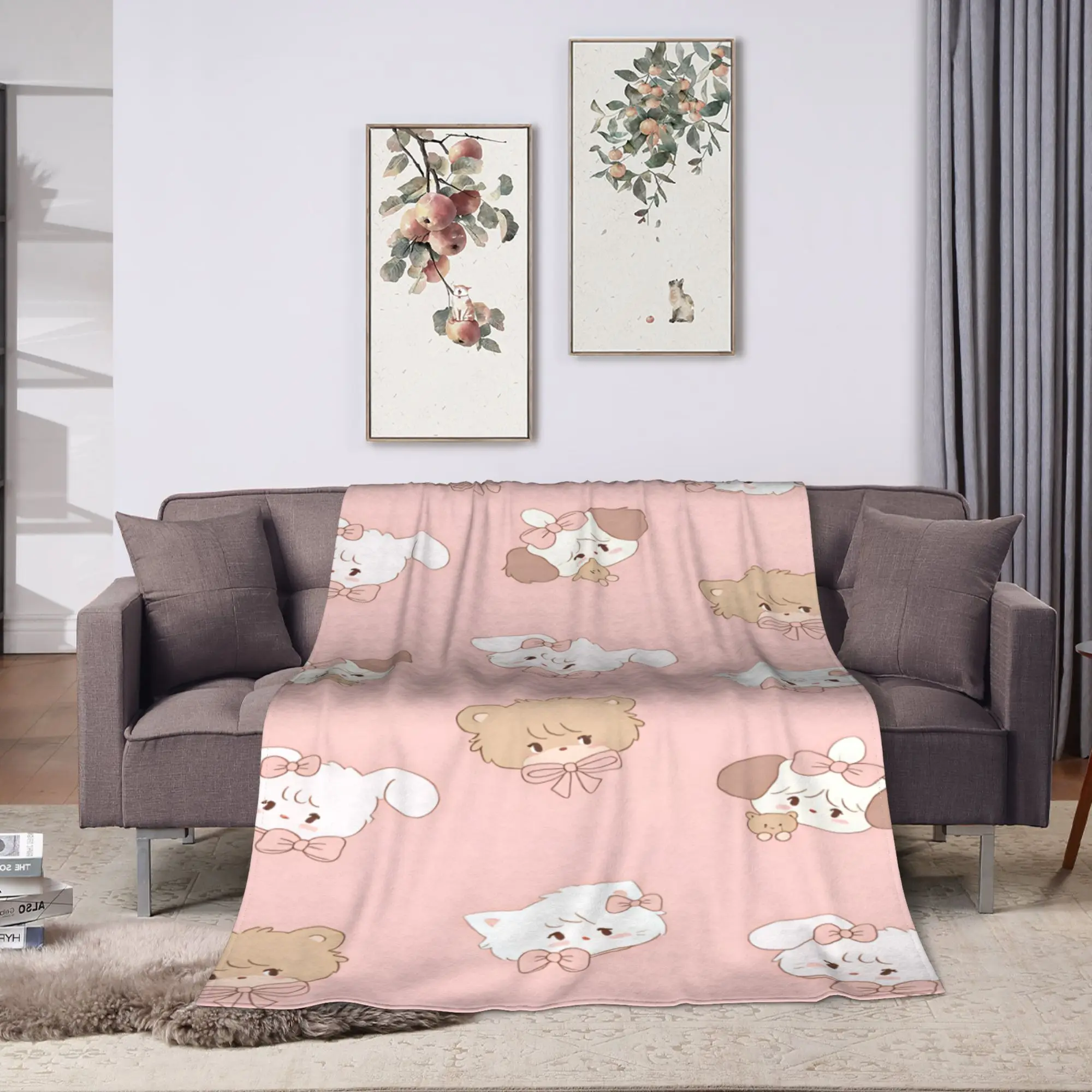 Mikkos Mousses Soft Warm Blankets  Decorative Plush Throw Blanket Comfortable Couch Chair Flannel Bedspread Sofa Bed Cover