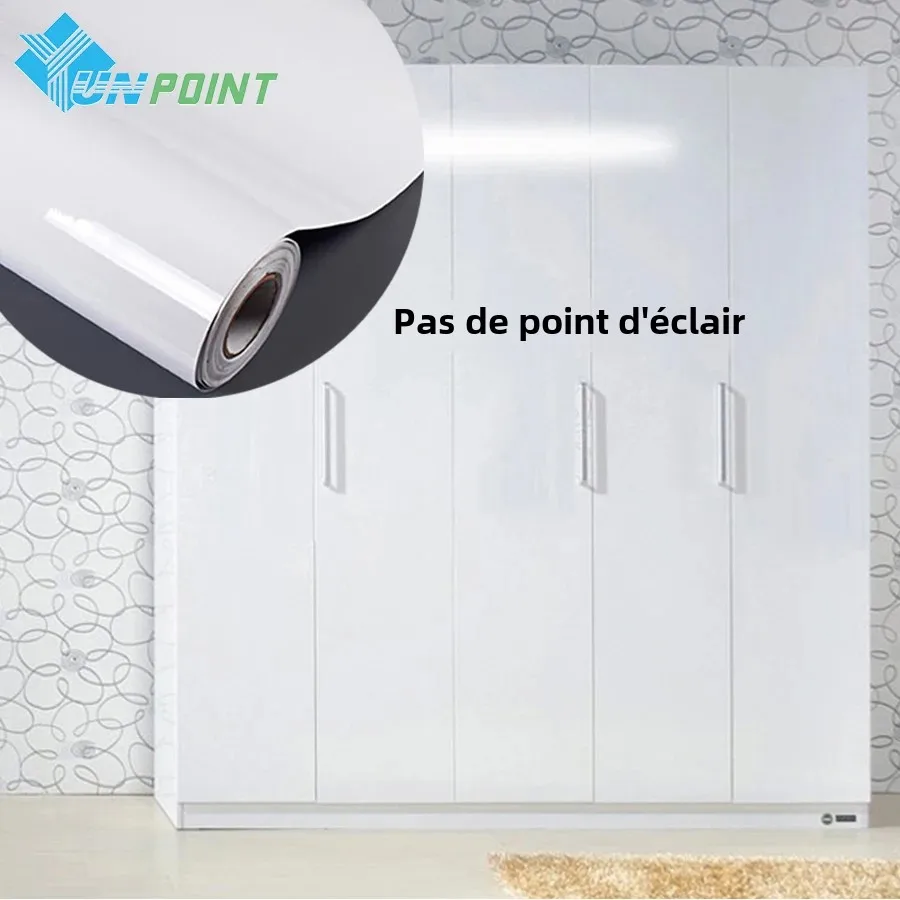 Papier peint auto-adhésif blanc mat à haute brillance, Film décoratif pour la rénovation de meubles d'armoires de cuisine, autocollants imperméables, DIY bricolage
