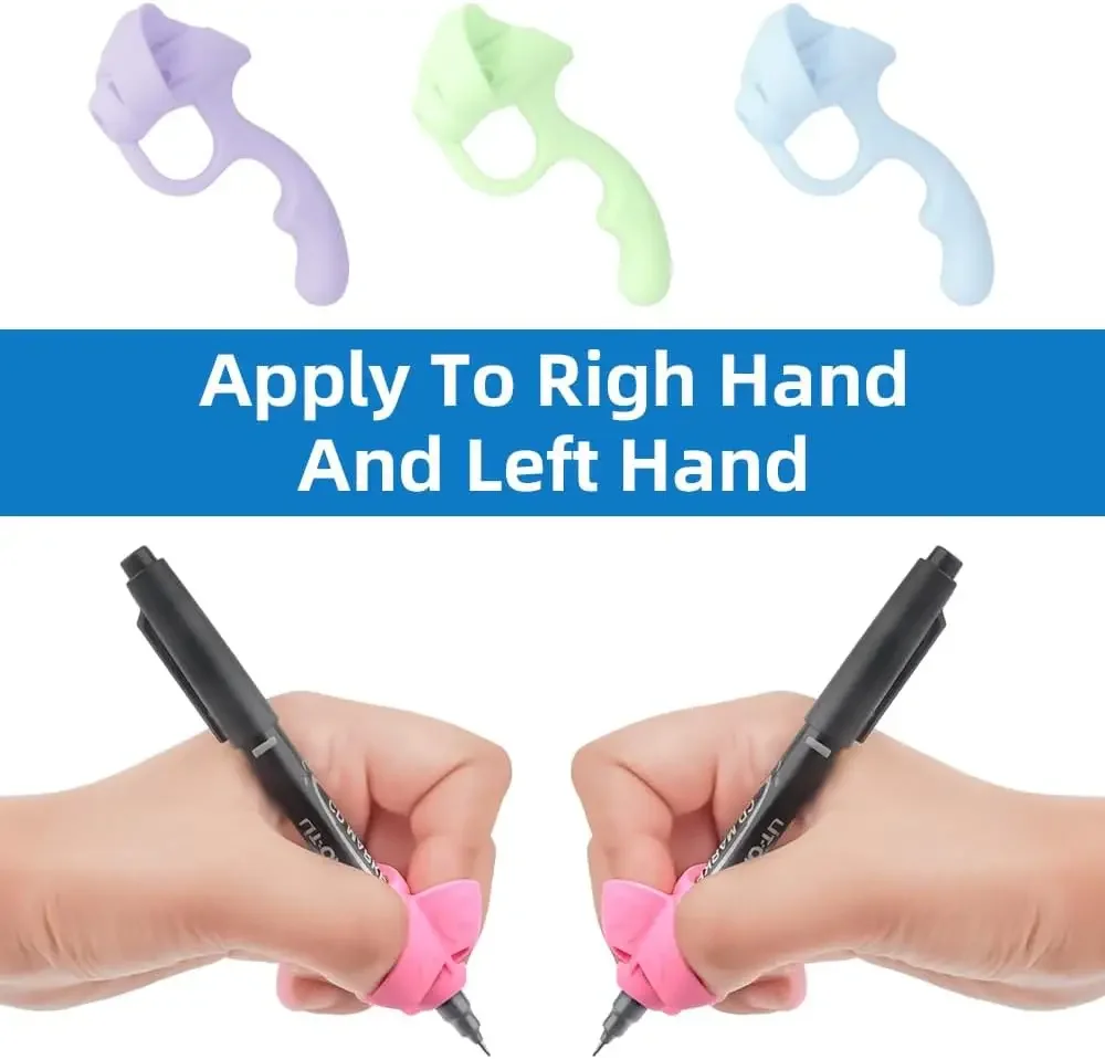 4 Pack Ergonomic Pen Grip Corrector Soft Rubber Hand Writing Posture Trainer Kids Handwriting Aid Correction Stationery Tool gallery 4