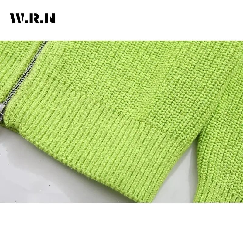 2024 Autumn Winter Y2k Knitting Long Sleeve Casual Cardigans Korean Women Fashion Solid Color Zipper Street Punk Sweater Top