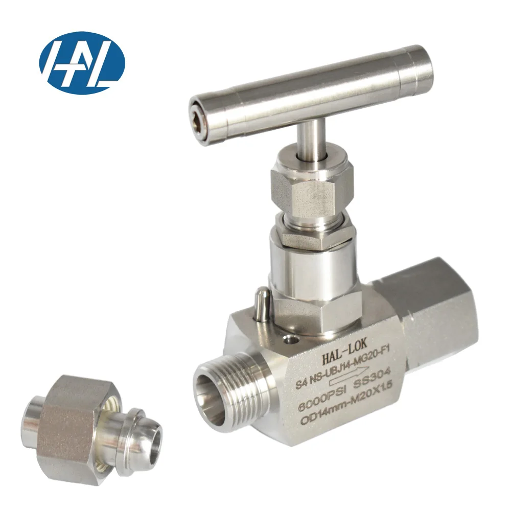 تخصيص M20 * 1.5 316 الفولاذ المقاوم للصدأ ارتفاع ضغط أنثى إبرة صمام التوقف دليل بعقب لحام للغاز ارتفاع ضغط #4