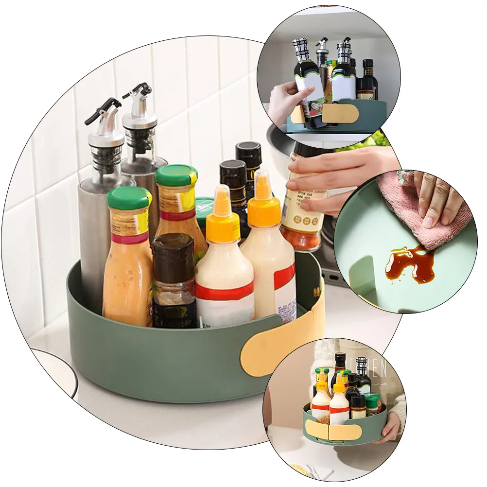 

Rotating Spice Rack Kitchen Storage Holder Condiment Bottle Tray ABS Material seasoning jar organizer practical for home