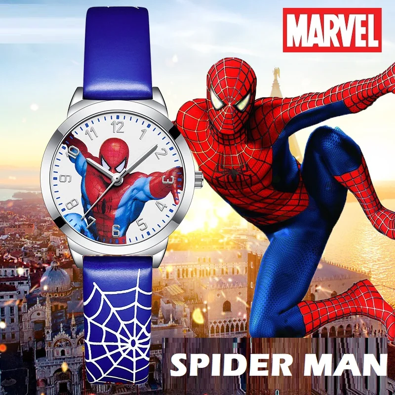 Jam tangan Quartz anak laki-laki, jam tangan anak laki-laki, gambar kartun Spider Man, grafiti, Avengers, jam waktu anak-anak, Waterproo