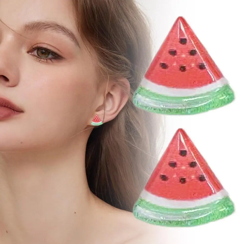 Pendientes colgantes acrílicos con forma de fruta, aretes con forma de sandía, con gancho, regalo divertido, B1S9
