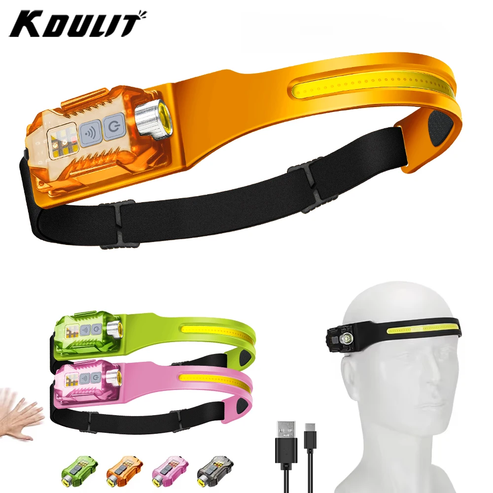 KDULIT XW005 LED Headlamp USB Rechargeable EDC Detachable Torch Work Light with Tail Magnet UV Lamp Fishing Camping Lantern