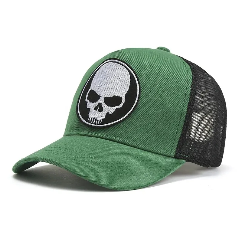 Unisex Skull Embroidery Baseball Net Caps for Men Women Spring and Summer Outdoor Adjustable Casual Hats Sunscreen Trucker Hat 