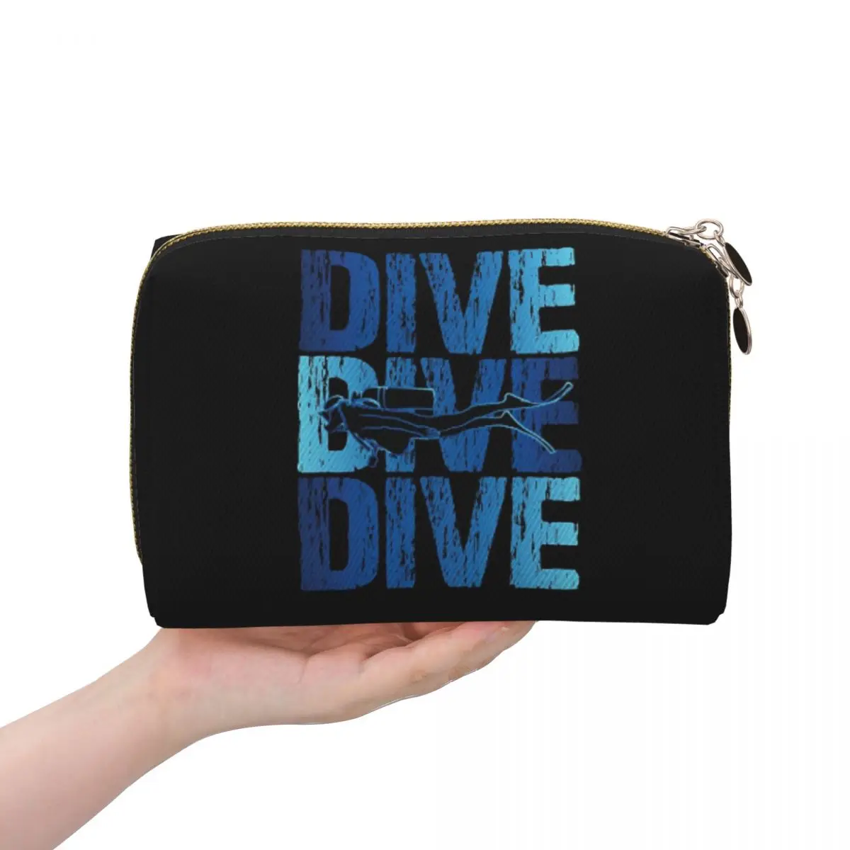 Dive Scuba Diver Women Cosmetic Bags Travel Makeup Organizer Pouch Toiletry Storage Dopp Kit Box