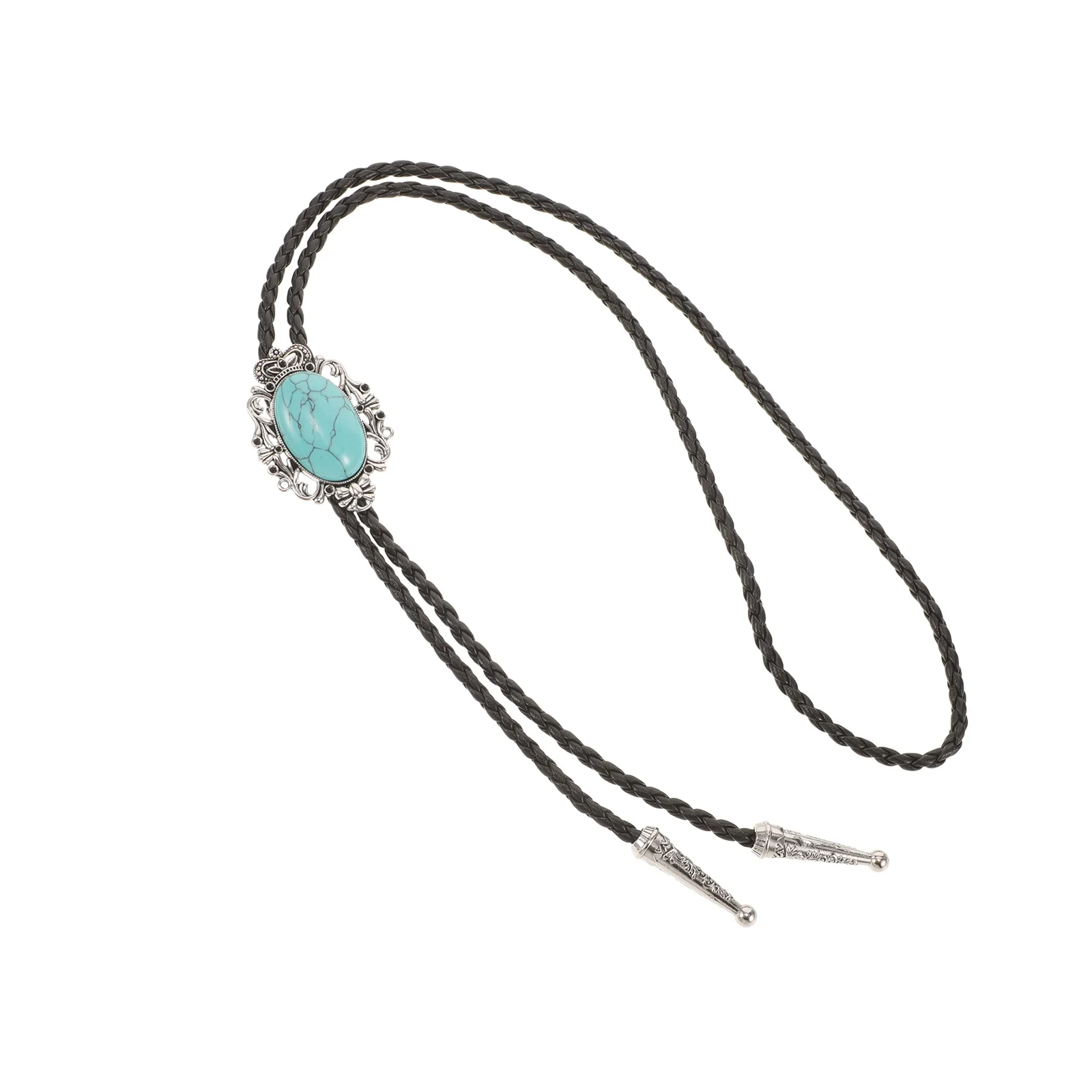

Turquoise Bolo Tie Necklace for Men Women Western Agate Cowboy Sky-blue PU Ropes Versatile Use Occasions Fashion Charm