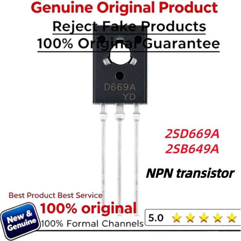 20Pcs New and Original 2SD669A 2SB649A Transistor (10PCS D669A +10PCS B649A) TO-126