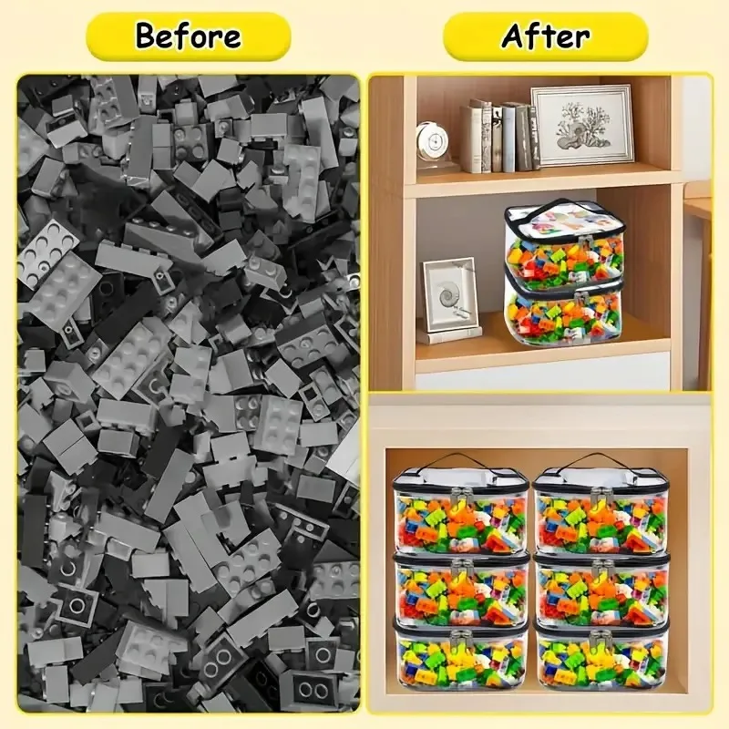 Transparente Reißverschluss-Spielzeugtasche mit Großer Kapazität, Wasserdichter Organizer für Kinder-Bauklötze, Puzzles und Puppen – Detail 6