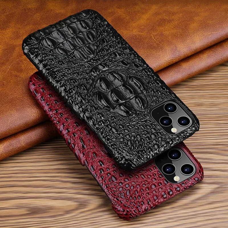 Genuine Leather Case For iPhone 11 Pro Max Back Case Luxury Croc Head Phone Bag Cover For iPhone 11Pro Max Case FF-op