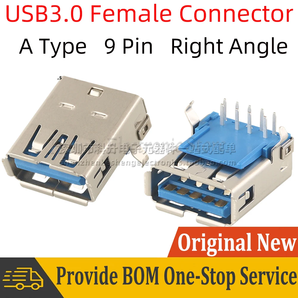 2 шт. 10117835-002LF USB 3.0 стандарт A тип 9P 9-контактный гнездовой разъем разъем под прямым углом 90 °   Розетка 10117835 002LF