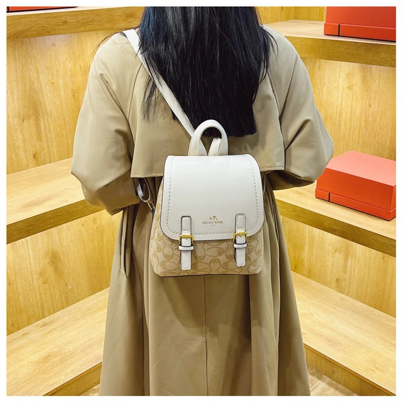 

Рюкзак большой вместимости, стильная и универсальная сумка через плечо, контрастный дорожный рюкзак с ретро-принтом.