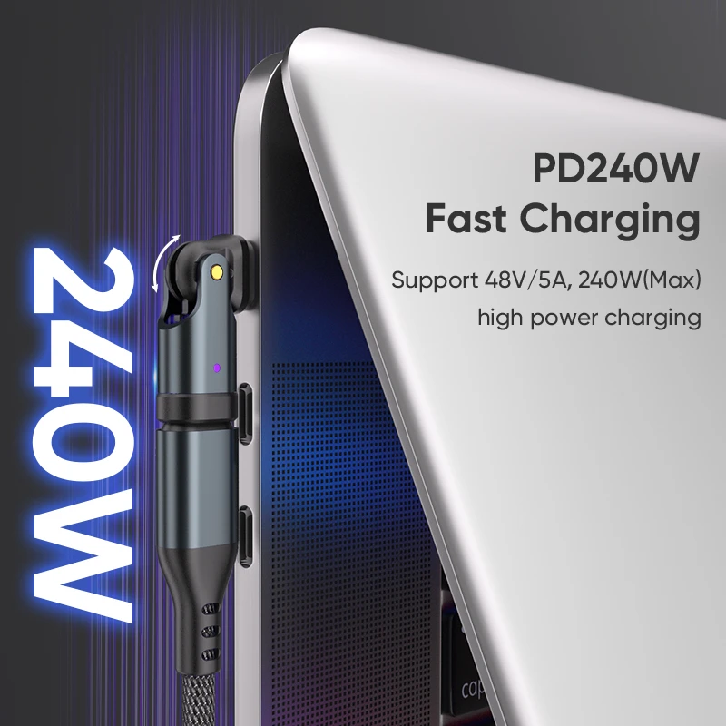 NNBILI 240W PD3.1 5A USB-C to C Cable 180° Angled Fast Charging OTG Adapter Converter for MacBook/PC/Samsung/Xiaomi/Google Phone